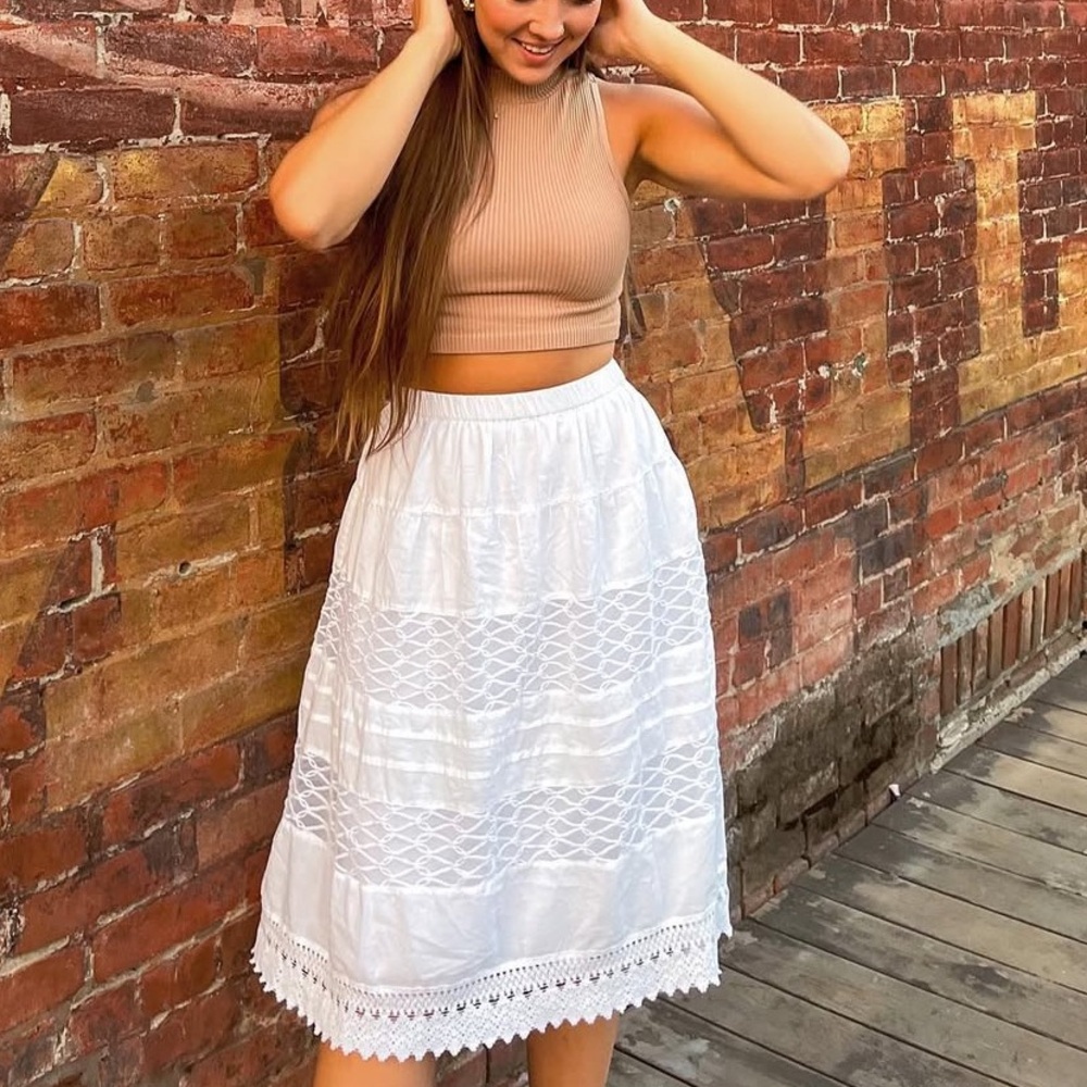 White Coastal Midi Skirt